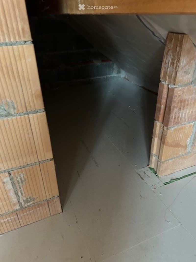 Empty room with exposed brick walls and a concrete floor, no furniture or equipment visible.