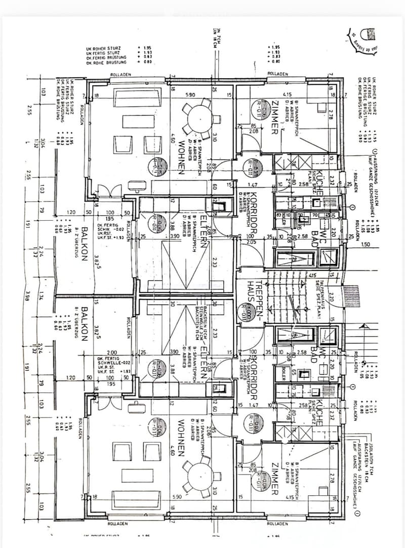 Floor plan of a residential unit showing two bedrooms, a living room, a kitchen, a hallway, and a balcony.