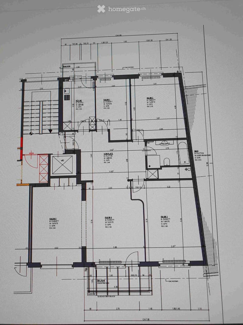 Floor plan showing multiple rooms including a kitchen, living room, bedrooms, and a balcony.