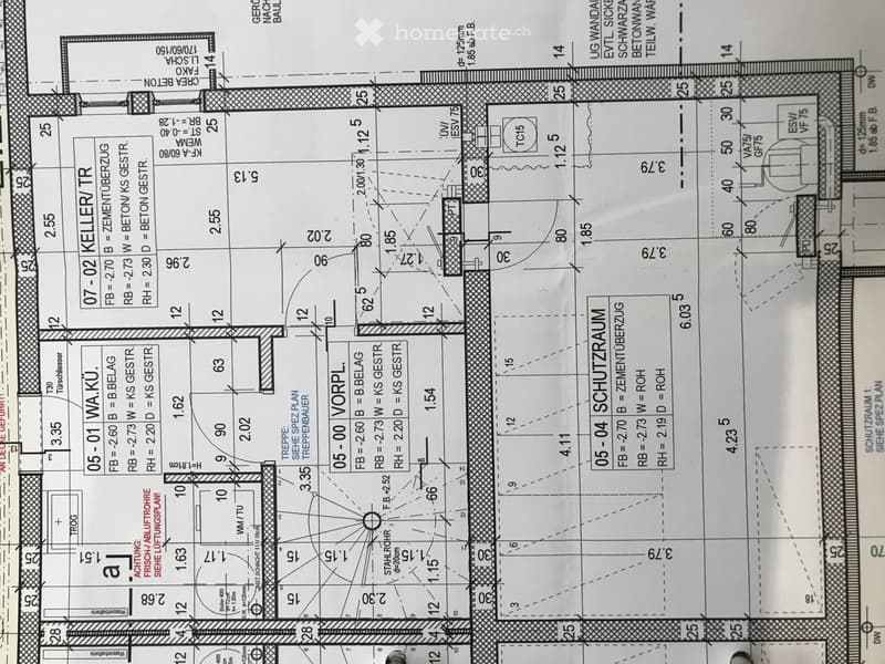Floor plan showing a multi-room layout including a kitchen, living room, bedrooms, bathrooms, and a storage area.