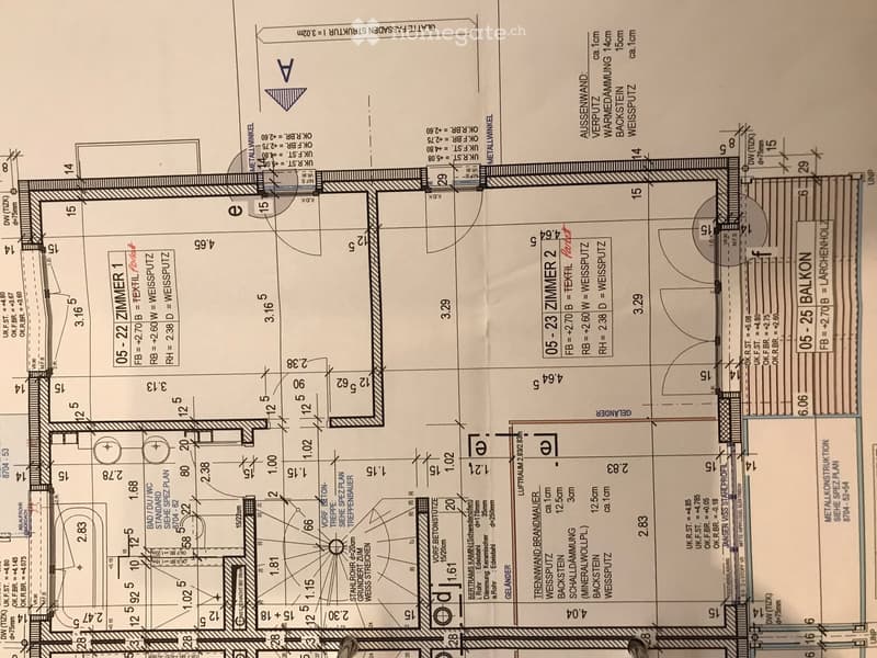 Floor plan showing layout of a residential space with labeled rooms including bedrooms, bathrooms, and living areas. Dimensions and material specifications are indicated.