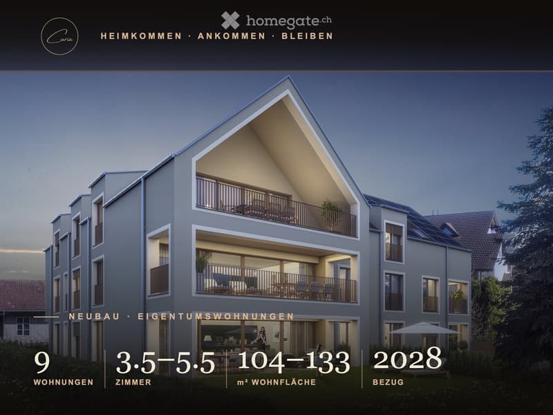 Modern multi-story residential building with balconies, large windows, and contemporary design. Features include solar panels on the roof and a well-lit entrance area.