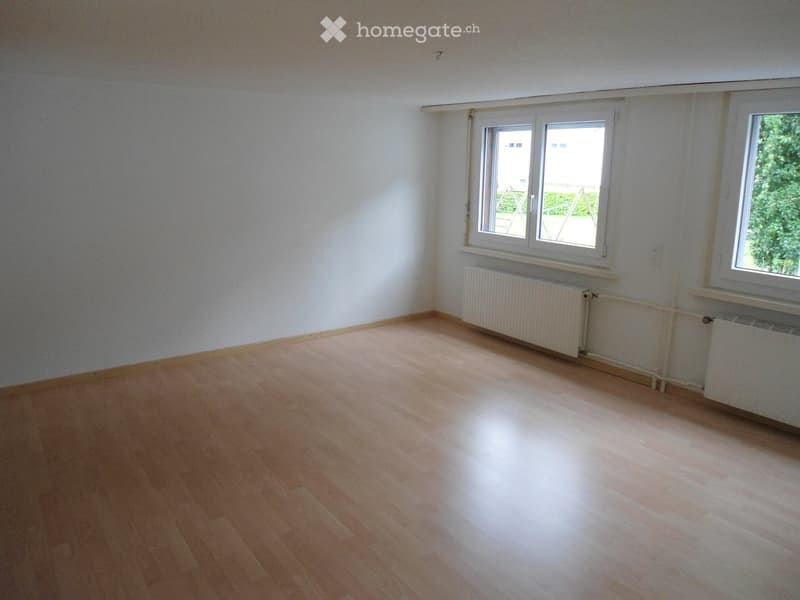 Empty room with wooden flooring, white walls, and two windows with radiators beneath them.