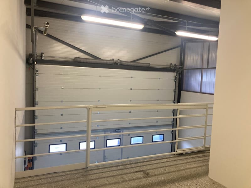 {"type": "Garage", "objects": [], "description": "Garage with large, closed garage door, metal railing, and industrial lighting.", "localized_descriptions": {"EN": "Garage with large, closed garage door, metal railing, and industrial lighting.", "DE": "Ga