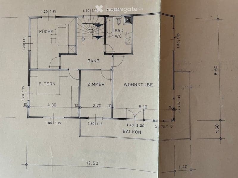 Floor plan of a 3-room apartment with a kitchen, living room, bedroom, hallway, and bathroom. Includes a balcony.