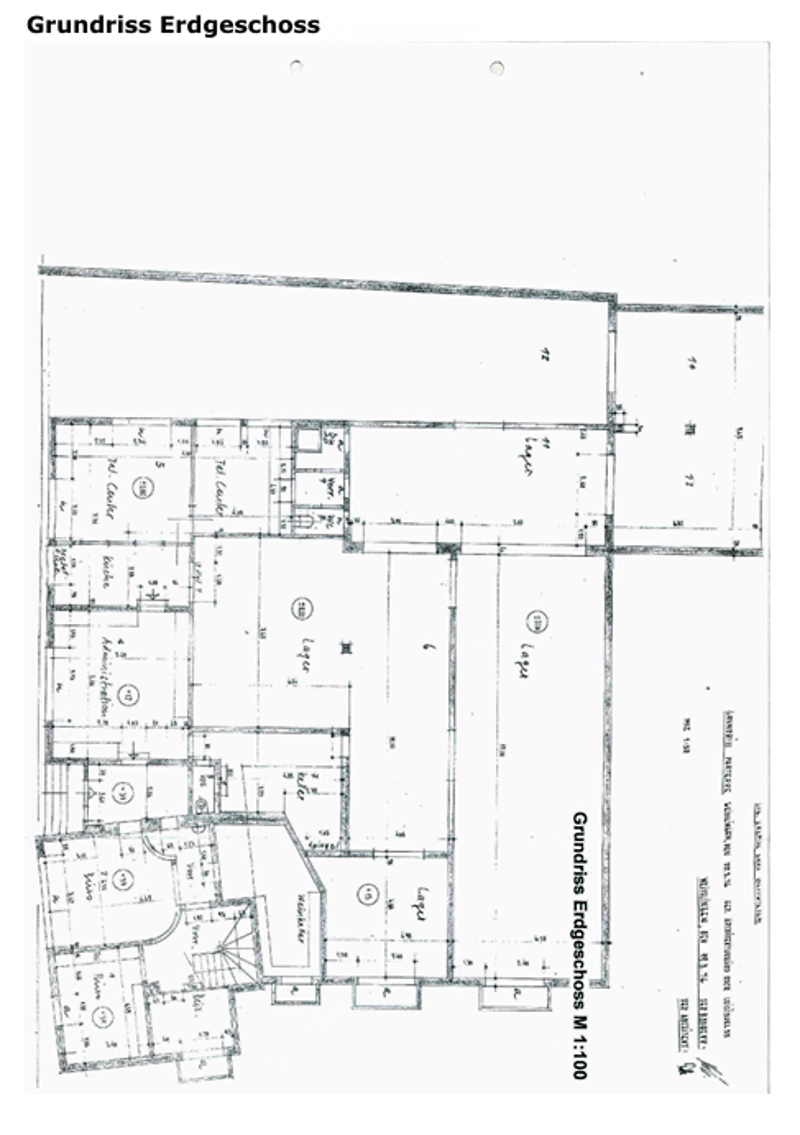 Floor plan of a ground floor showing multiple rooms including living area, kitchen, bedrooms, and bathrooms with labeled dimensions and room numbers.