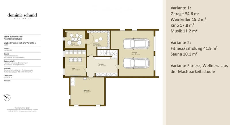 Floor plan of a basement level showing a garage, wine cellar, cinema room, music room, and wash area.