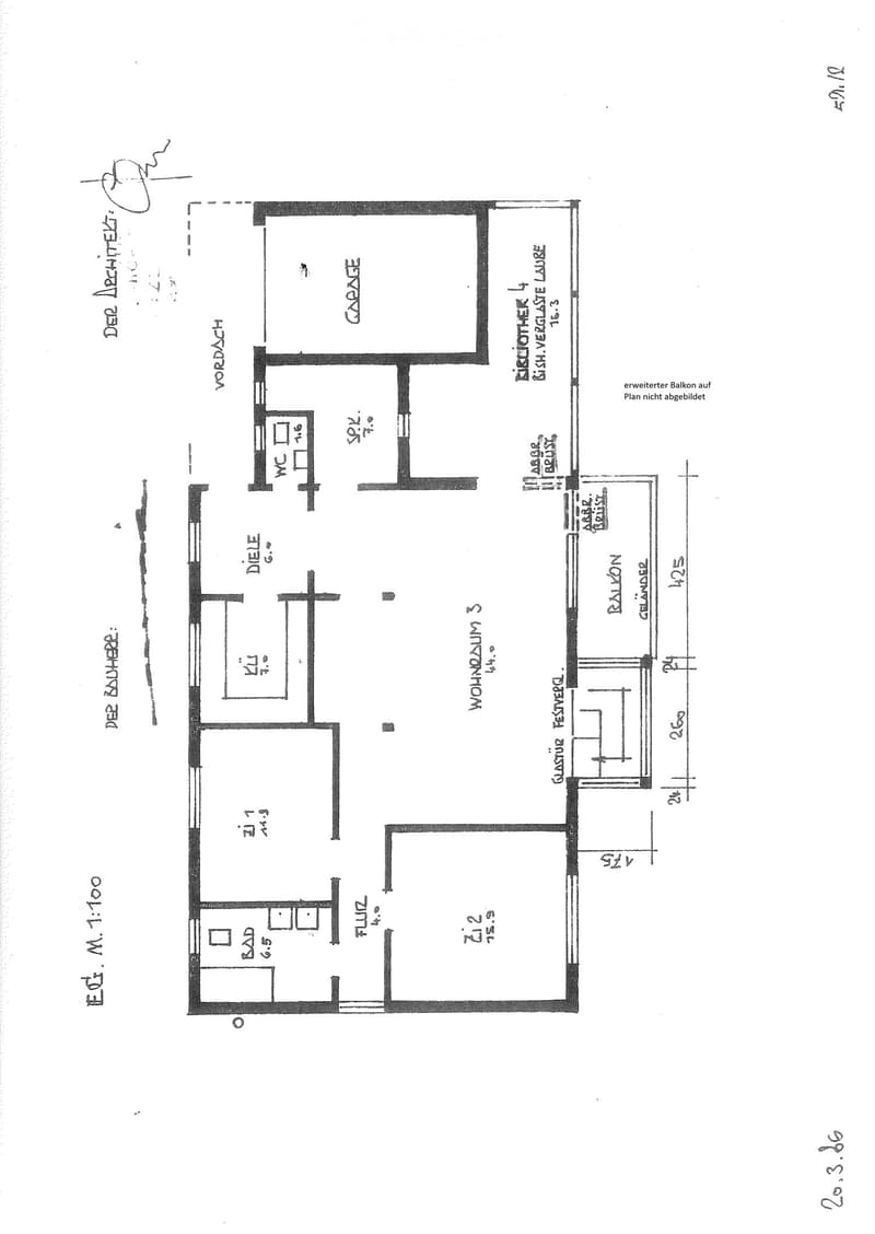 Floor plan showing a layout with labeled rooms including a kitchen, living room, bedroom, bathroom, and balcony.
