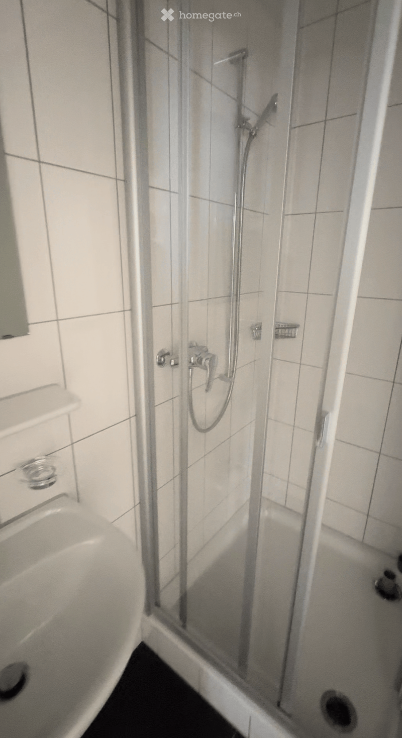 Modern bathroom with a bathtub, glass-enclosed shower, and chrome fixtures.