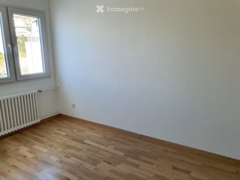 empty room, wooden floor, white walls, white radiator, power outlet, two windows