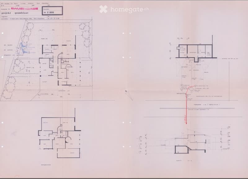 Architectural floor plan showing multiple rooms including living room, kitchen, bedrooms, bathrooms, and outdoor spaces.