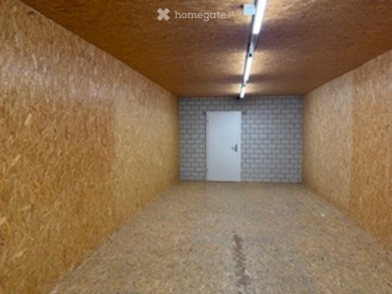 empty room, white door, brick wall, wooden ceiling, wooden floor
