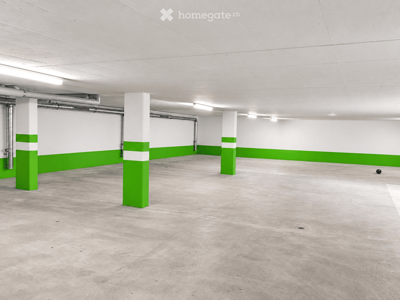 {"visible_features": ["Garage"], "type": "Garage", "objects": [], "description": "Empty underground garage with concrete floors, white walls, green accent stripes, and support pillars.", "localized_descriptions": {"EN": "Empty underground garage with conc