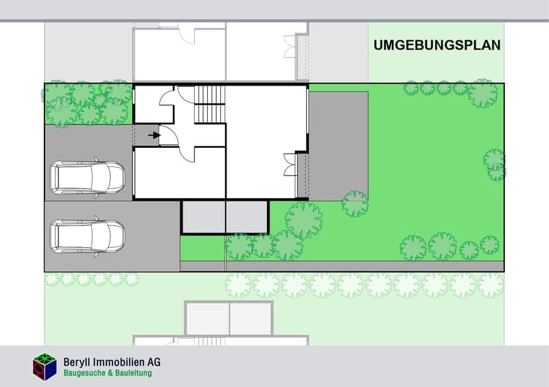 Staircase, living room, kitchen, 3 bedrooms, 2 bathrooms, 2 balconies, parking place