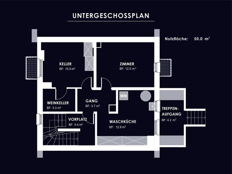The floor plan includes a cellar, a room, a bathroom, a hallway, a kitchen, and a storage room.