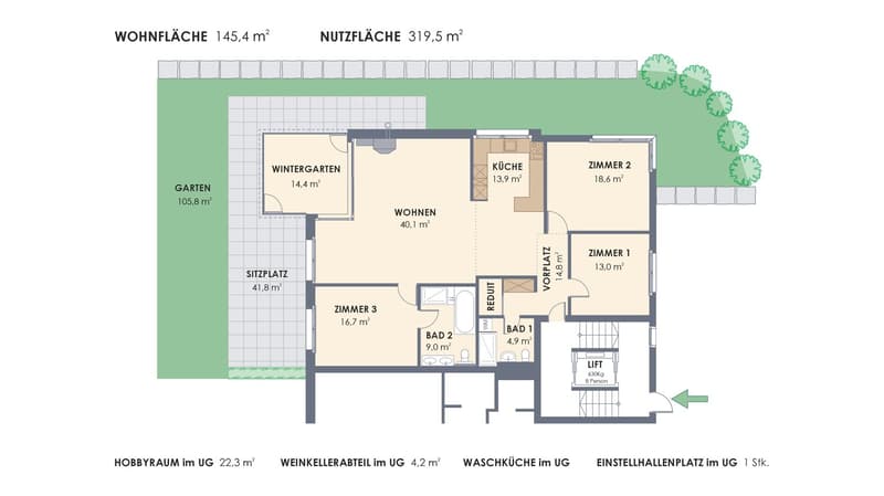 Attraktive 4.5-Zimmer-Gartenwohnung mit Wintergarten und Cheminée in Oberwil BL (5)