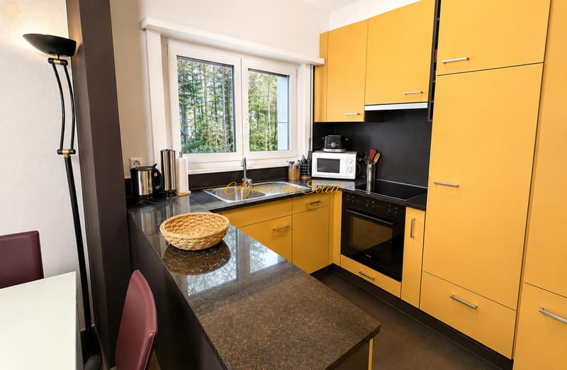 À louer à la saison d'hiver : Bel appartement 2.5 pièces au bord du golf 18 trous et parking devant l'immeuble ! (4)