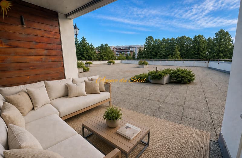 Cadre idéal pour ce lumineux 5.5 pièces d'angle avec grande terrasse plein sud ! (2)