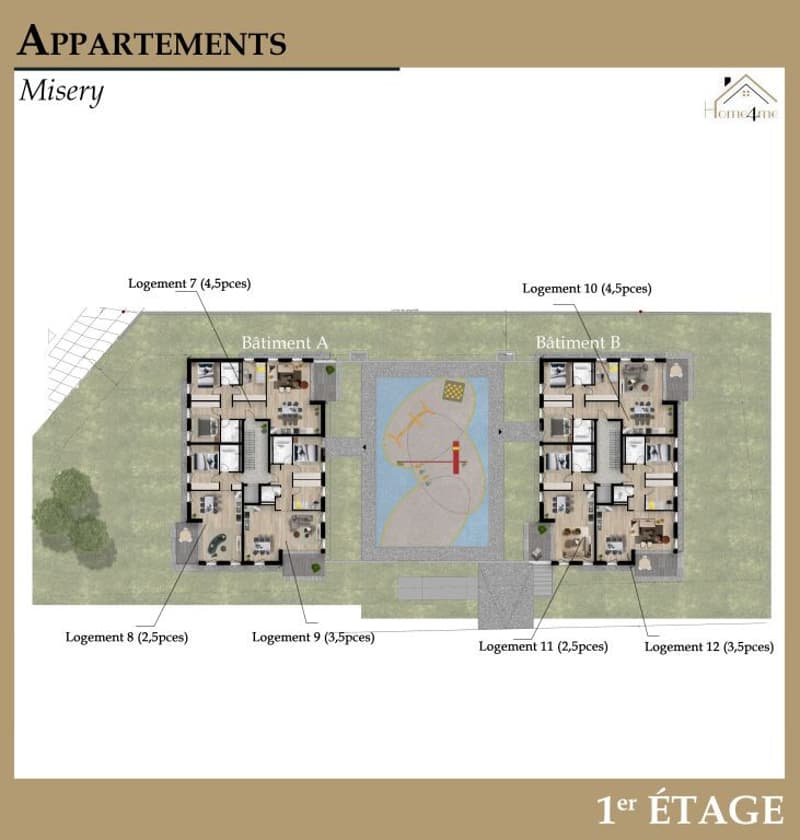 A vendre appartement de 2,5 ces avec jardin sur la Commune de Misery (10)