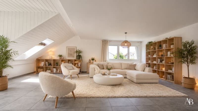 En exclusivité, Duplex vue lac et Mont-Blanc, centre Village à Arzier (5)