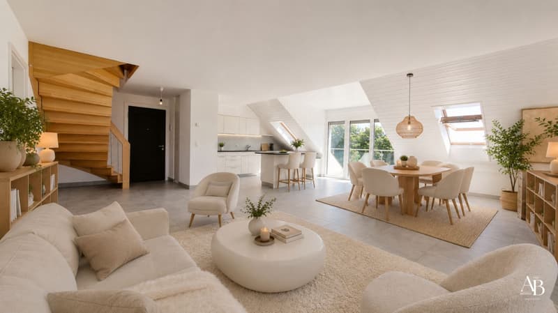 En exclusivité, Duplex vue lac et Mont-Blanc, centre Village à Arzier (1)