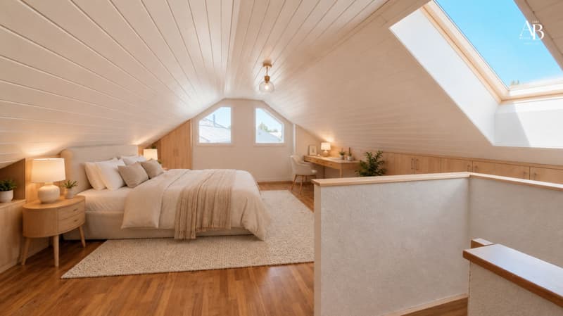 En exclusivité, Duplex vue lac et Mont-Blanc, centre Village à Arzier (6)
