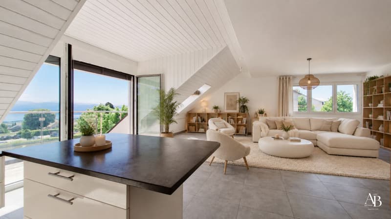 En exclusivité, Duplex vue lac et Mont-Blanc, centre Village à Arzier (13)