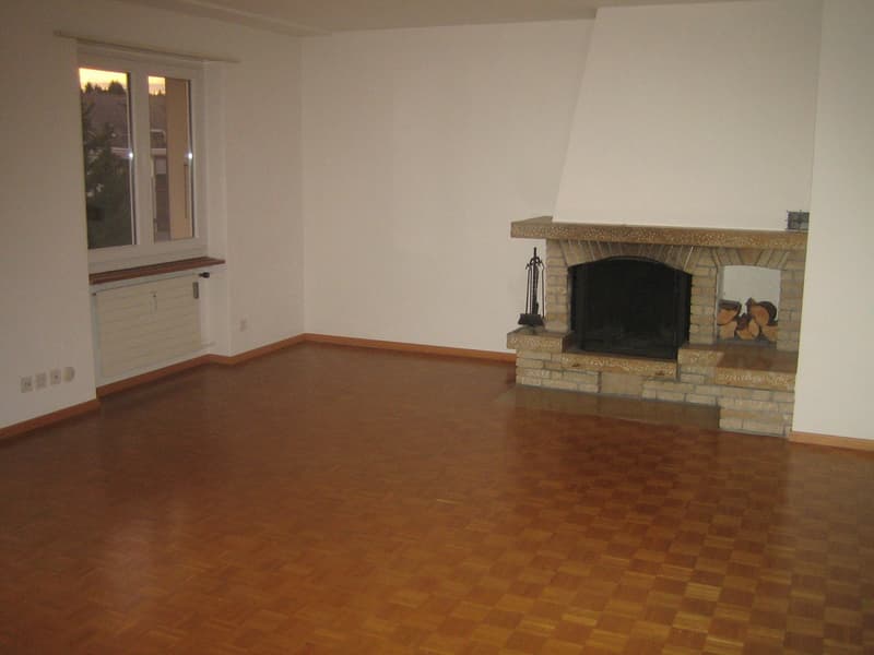 Hardwood floor, fireplace, windows, radiators, power outlets