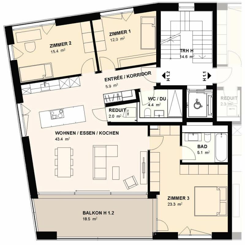H1.2 I 4,5-Zimmer-Wohnung im 1. OG direkt an der Aare (6)
