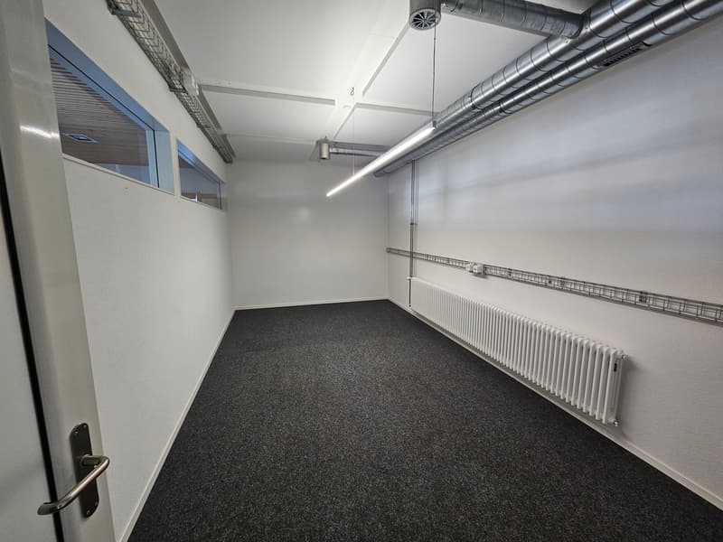 empty room with white walls, gray carpet, windows, radiator