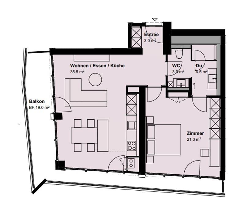 Möbliertes modernes 2.5-Zimmer-Apartment mit Balkon in Zürich (13)