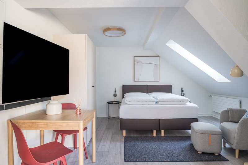 Möblierte 1.5-Zimmer-Attikawohnung mit Balkon im Herzen von Züric (3)