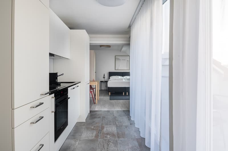 Möblierte 1.5-Zimmer-Attikawohnung mit Balkon im Herzen von Züric (9)