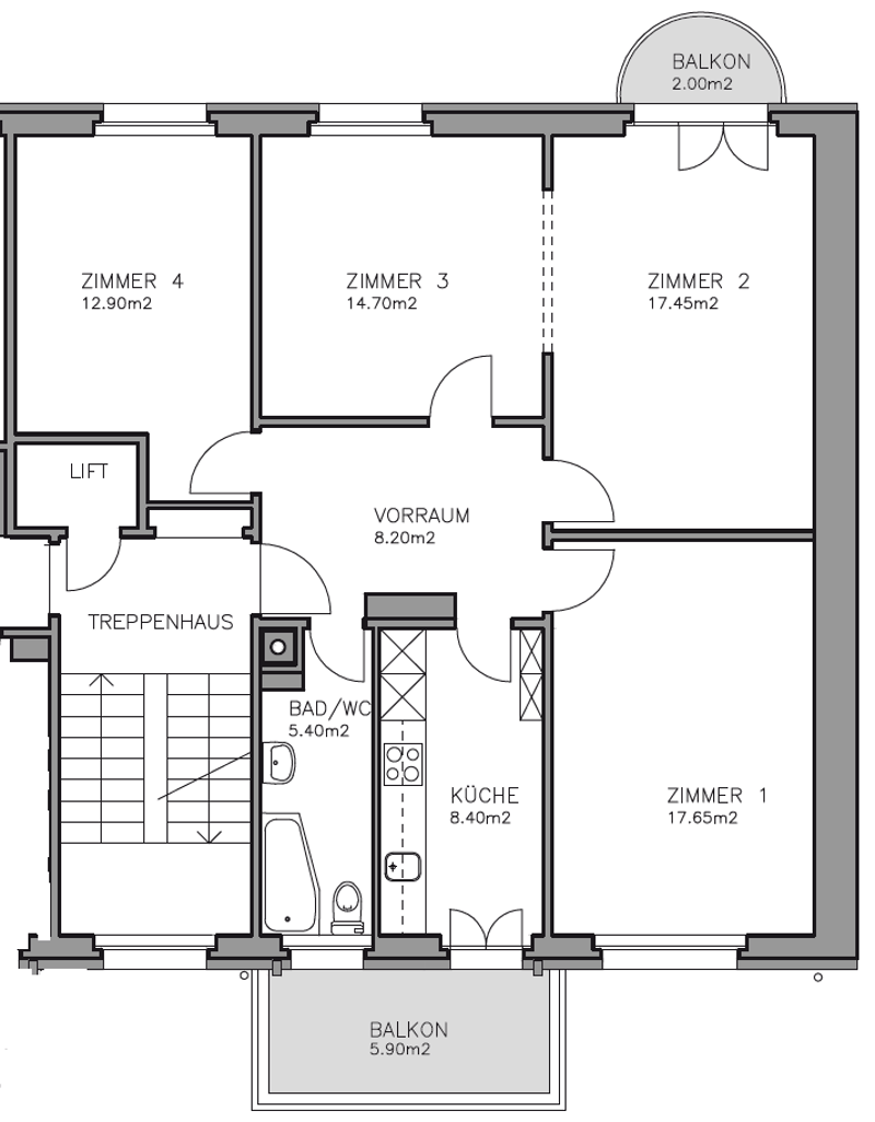 BEFRISTET: 01.02.2027 bis 30.06.2027: Möblierte 4-Zimmer-Wohnung mit Balkon und Stadtblick (12)
