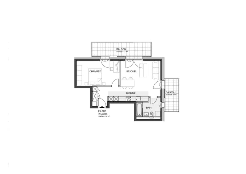 Bel appartement neuf de 2.5 pièces en angle avec deux grands balcons (3)
