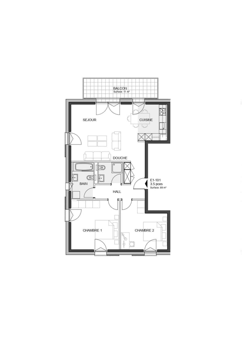 3.5 pièces neuf avec balcon à Denges (6)