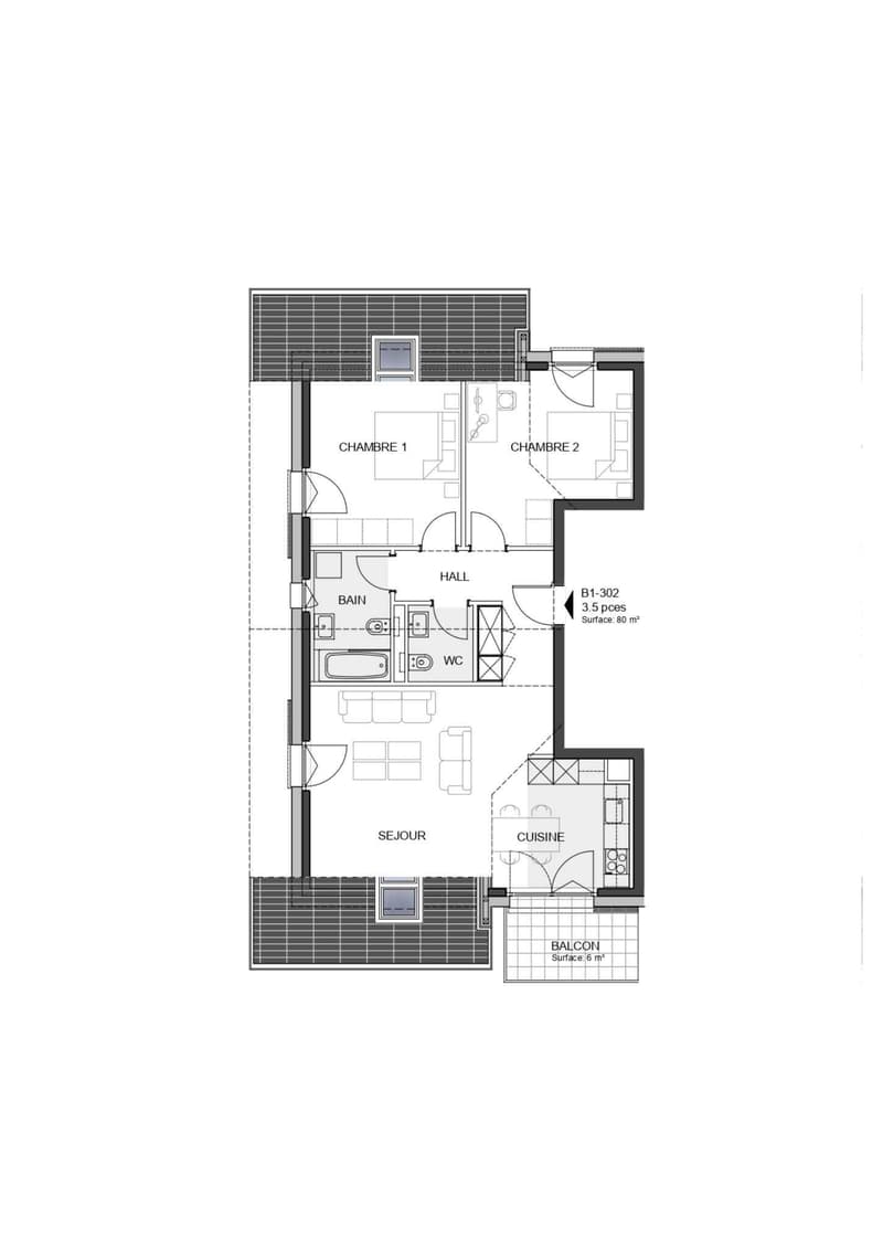 3.5 pièces neuf sous-combles avec balcon à Denges (7)