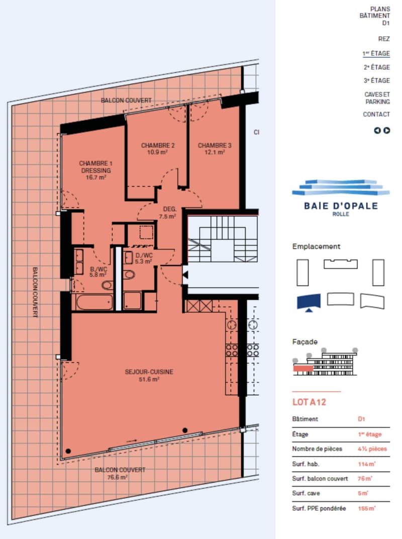 Appartement neuf de standing - 4.5 pièces en angle avec balcon de 76m² - Vue lac (7)