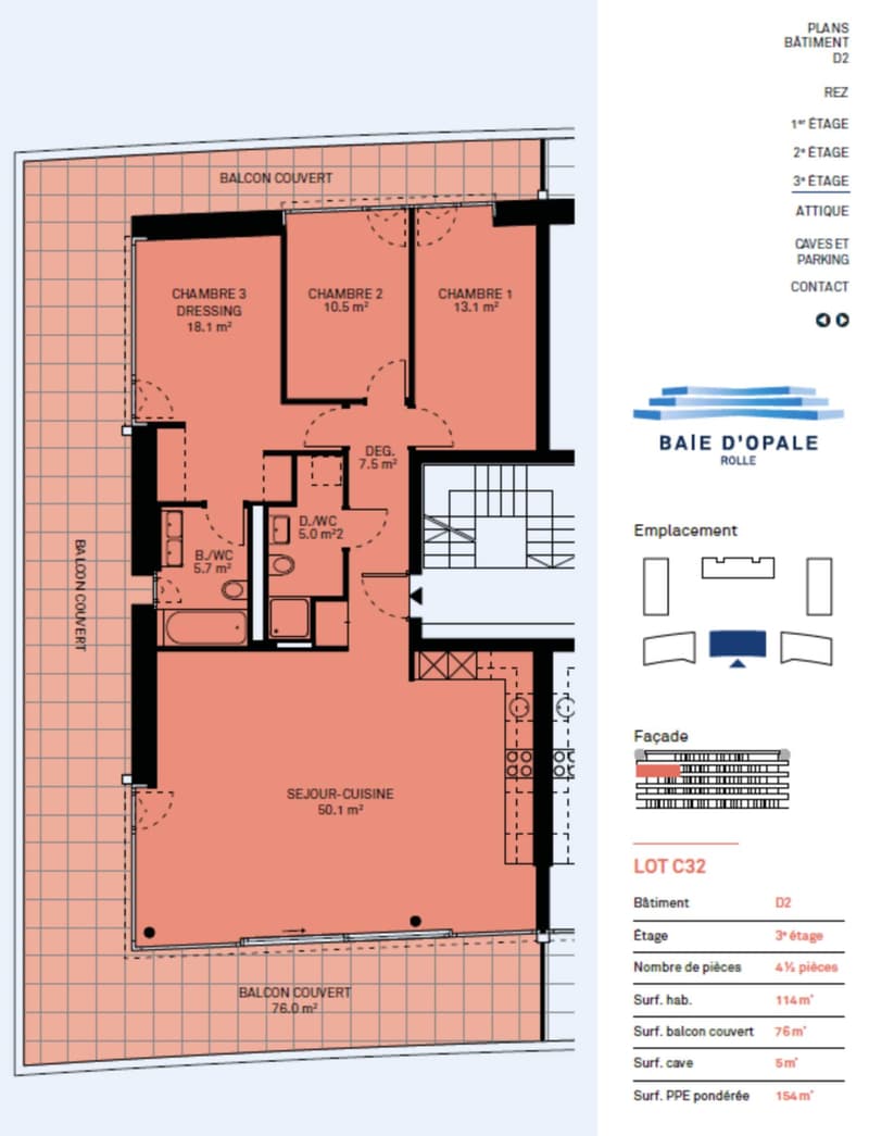 Appartement neuf de standing - 4.5 pièces en angle avec balcon de 76m² - Vue lac (8)