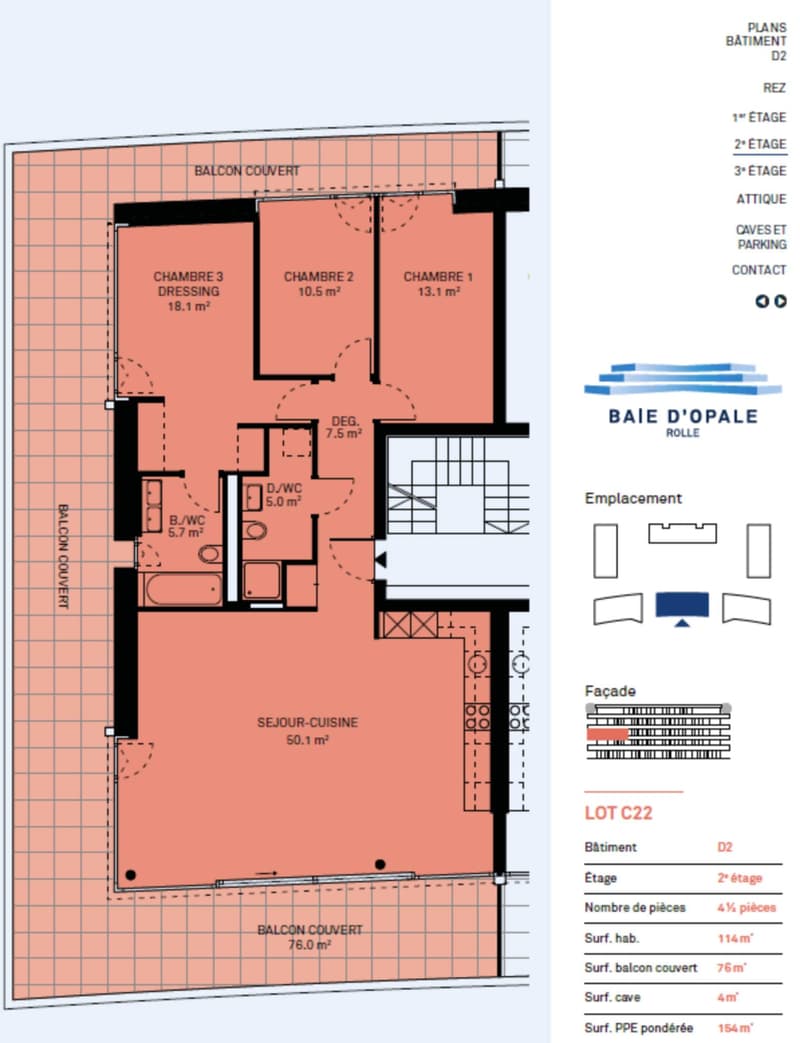 Appartement neuf de standing - 4.5 pièces en angle avec balcon de 76m² - Vue lac (6)