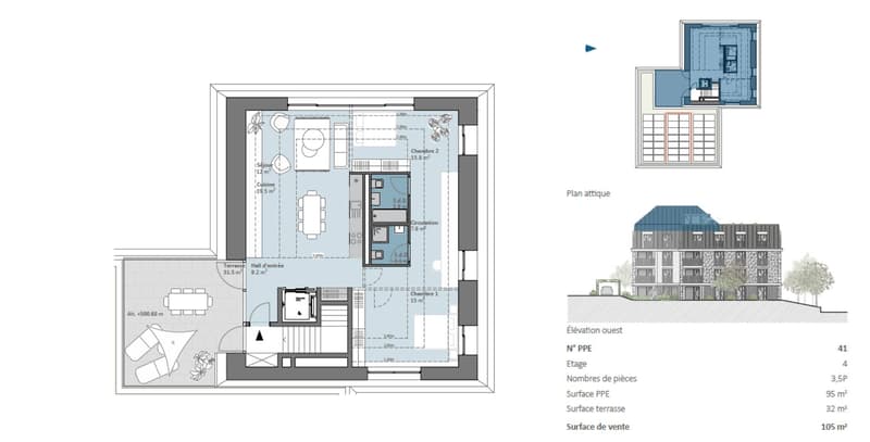Appartement de 3,5 pièces en attique avec ascenseur et grande terrasse privative (6)