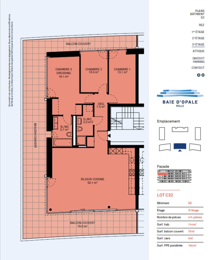 Appartement de 4,5 pièces de standing. Vue sur lac et grand balcon couvert de 76m2. (6)