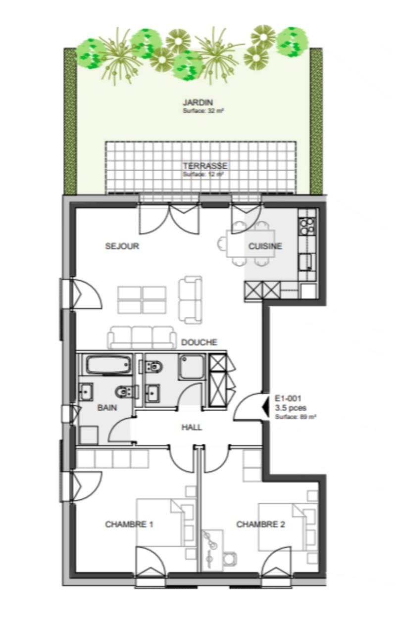 Appartement de 3,5 pièces en rez de jardin. Finitions au gré de l'acquéreur ! (6)