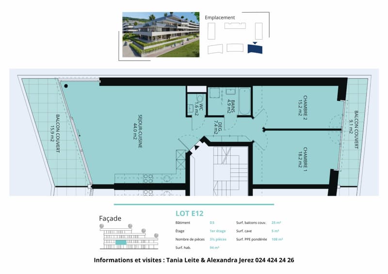 Spacieux 3.5 pièces traversant avec 2 balcons (12)