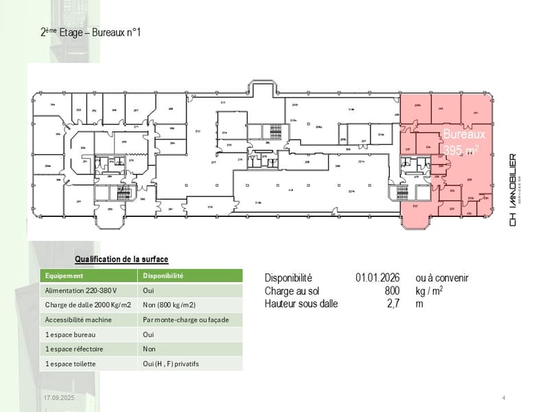 2nd floor office layout with various office sizes and a single bathroom.
