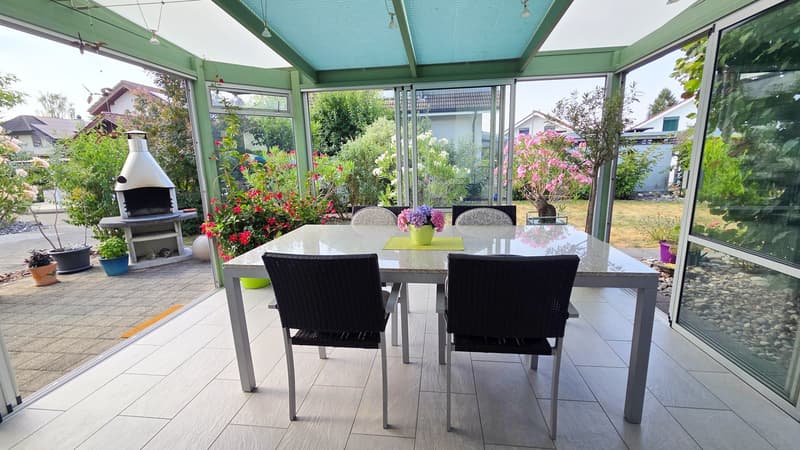 Wintergarten mit Garten-Cheminée