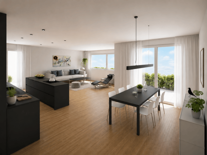 Grosszügige Terrassen-Wohnung mit Bergsicht und privatem Gartenanteil (1)