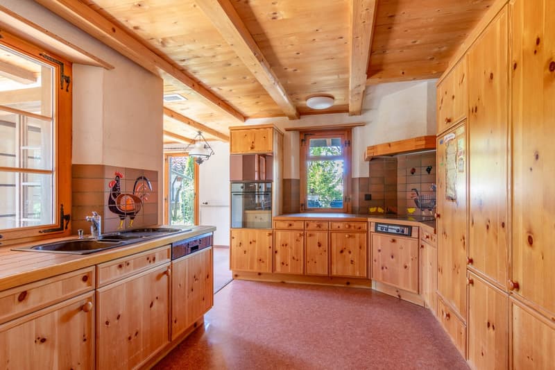kitchen with wooden cabinets, sink, dishwasher, oven, refrigerator, wooden ceiling, windows