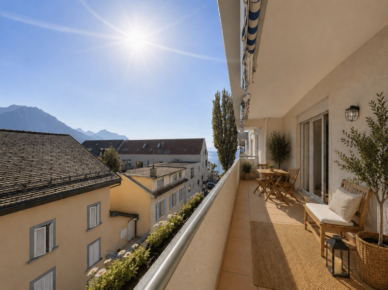 Bel et spacieux appartement de 3.5 pces avec magnifique vue sur les Dents-du-Midi et le lac. (1)