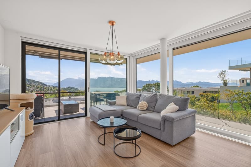 Superbe appartement de 3,5 pièces avec vue imprenable sur le lac et les montagnes - quartier calme (1)